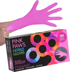 Medium Pink Nitrile Gloves, Disposable and Ambidextrous, 100 Count for Hair Dye