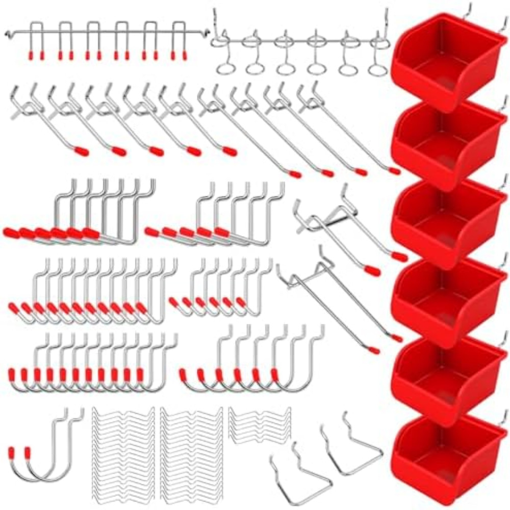 Ultimate 121-Piece Pegboard Hooks Set, Pegboard Accessories with Metal Hooks, Du