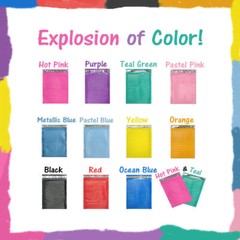 Assorted Sizes 8.5×12, 6×9, & 4×8 Colored Poly Bubble Mailers, Padded Envelopes!