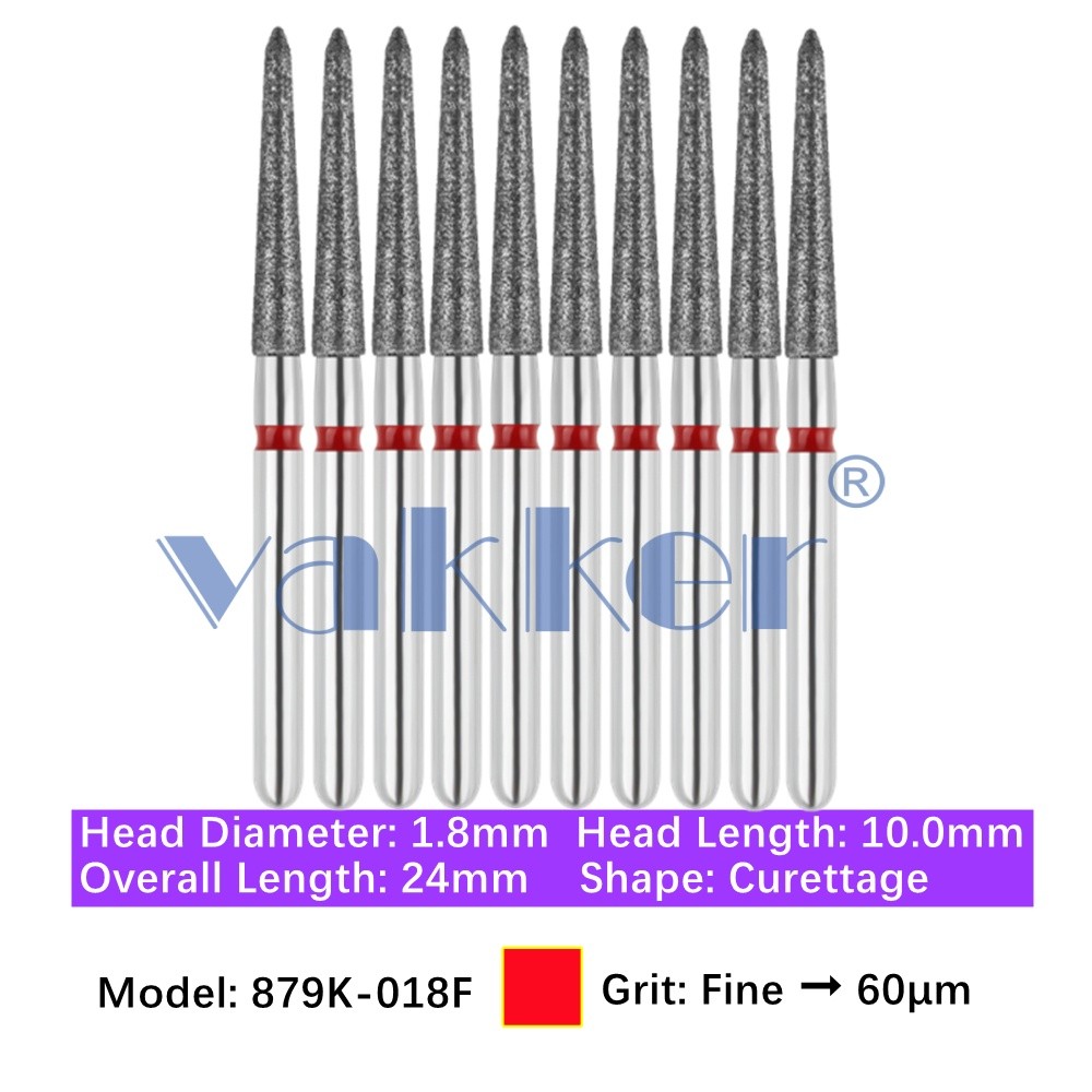 10/pk Vakker Dental FG Diamond Burs Gingival Curetage Burs 879K-018F Fine Girt