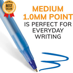 10 Pack Blue Ballpoint Pens Medium Point 1.0mm Round Stic Xtra Life Bulk
