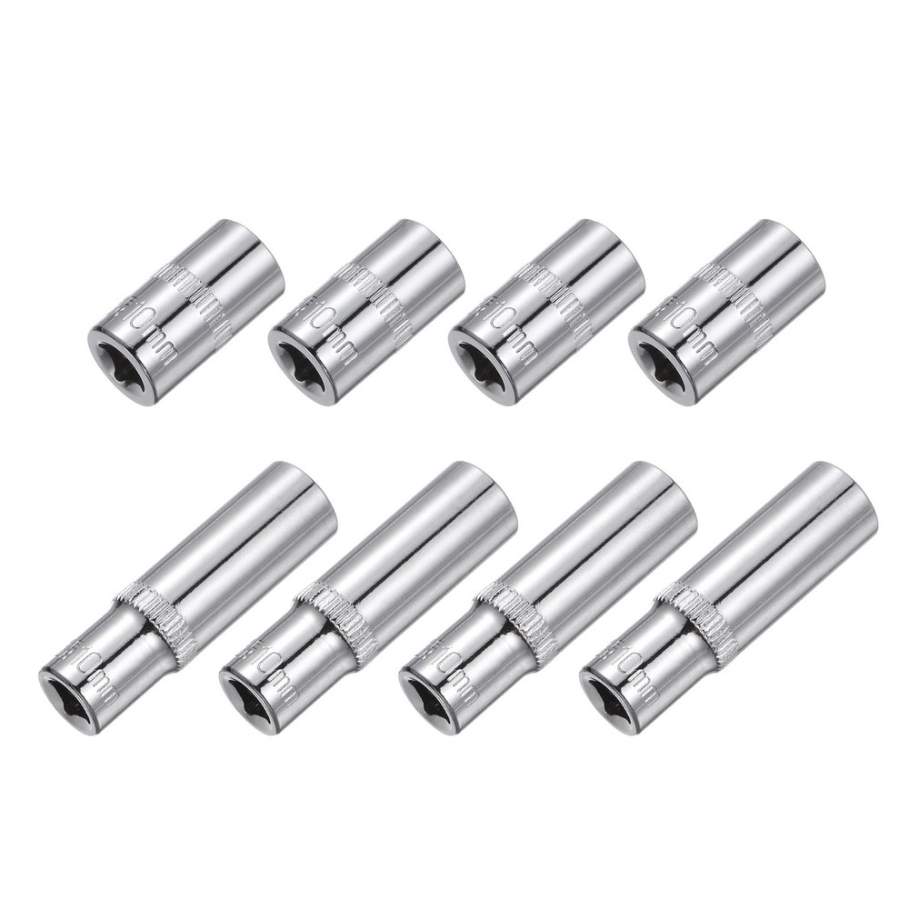 8Pcs 10mm 1/4″ Drive Shallow Socket for DIY Repair Automotive 6-Point