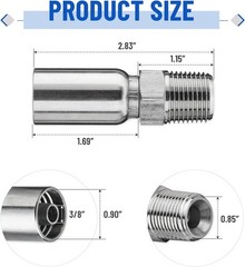 12 Pack 1/2″ NPTF Hydraulic Hose Crimp Fittings, 3/8″ I.D. Hose x 1/2″ NPTF Male