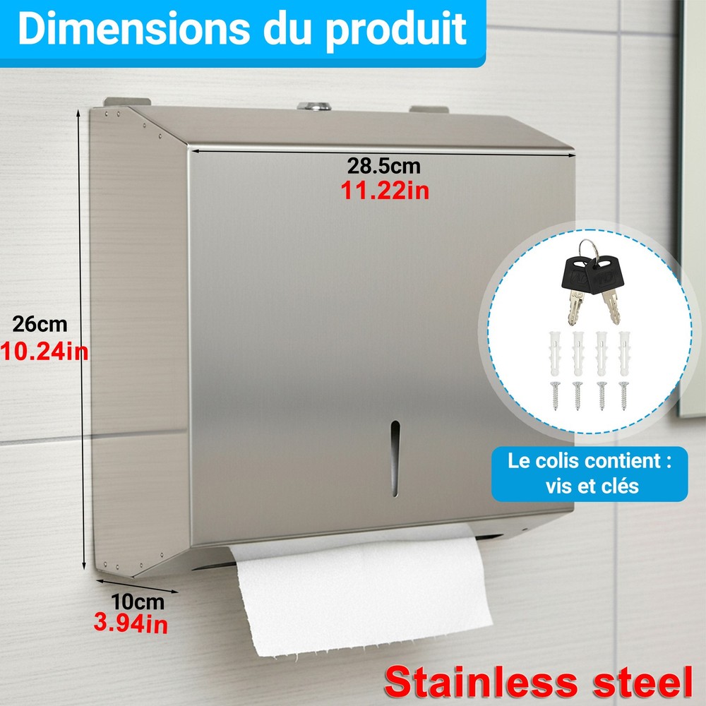 Multifold Paper Towel Dispenser, Wall Mount Stainless steel Tissue Dispenser