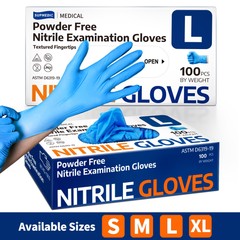 Medical Nitrile Exam Gloves Blue 100 PCs Powder-Free Food-Safe Disposable Glove