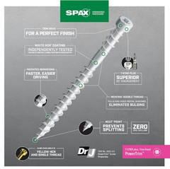 (Pick Size) SPAX Exterior/Interior Power Trim Head Wood PVC Screws White 200 pcs