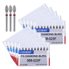10Pcs Dental Diamond Burs FOOTBALL 368-023F FINE RED DEFEND Friction Grip