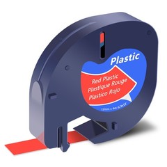 DYMO LetraTag Refill 91333 Plastic Red Lable Tape 12mm Compatible LT-100T 5pk