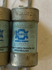 Lot Of 2 BRUSH 60K07C LOW-VOLTAGE HRC FUSE / 60A / HRC II-C