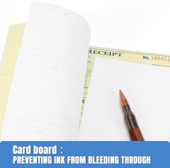 Receipt Book with Carbon Copies, 2-Part carbonless, 100 Sets per Book,4 Receipts