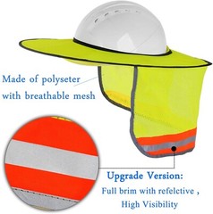 2 Pack Hard Hat Sunshield Upgrade Full Brim Neck Sunshade | Yellow
