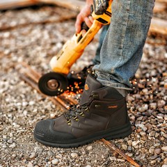 NINGO Men’s Heavy Duty Work Boots Steel Toe Puncture Proof Leather Safety Shoes