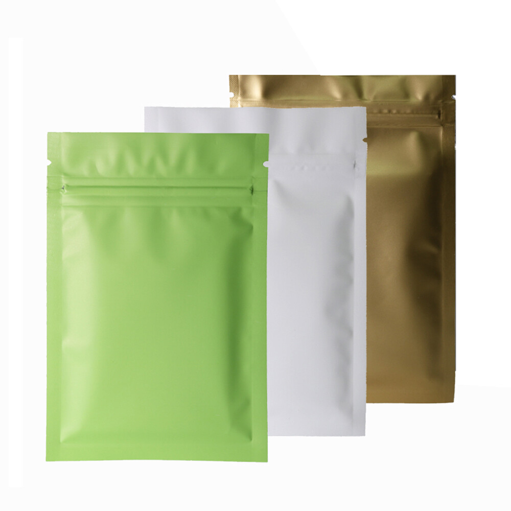 100pc Matte Finish White Gold Green Variety Mylar Zip Lock Bags 10x15cm 4x6in