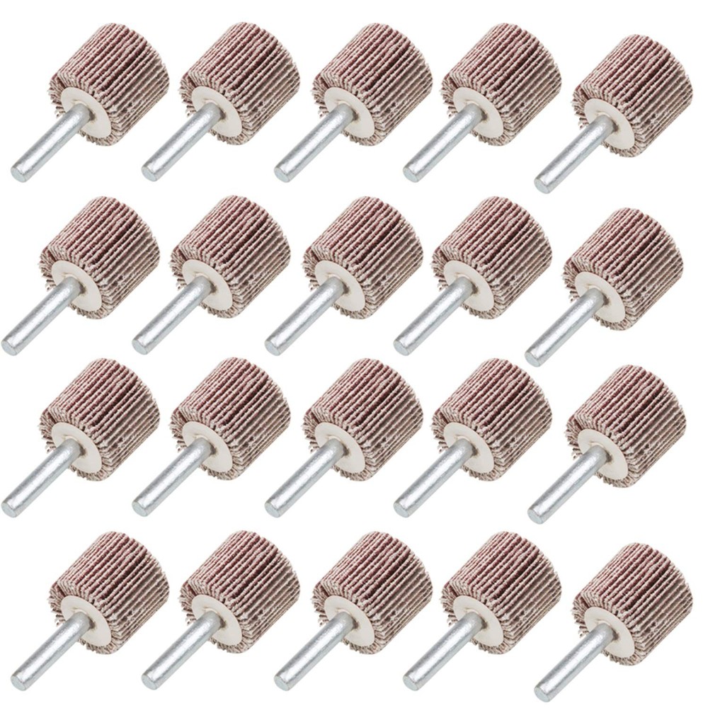 1″ x 1″ x 1/4″ Shank Mounted Flap Wheel – A/O 40 60 80 120 Grit Sanding – 5 Pack