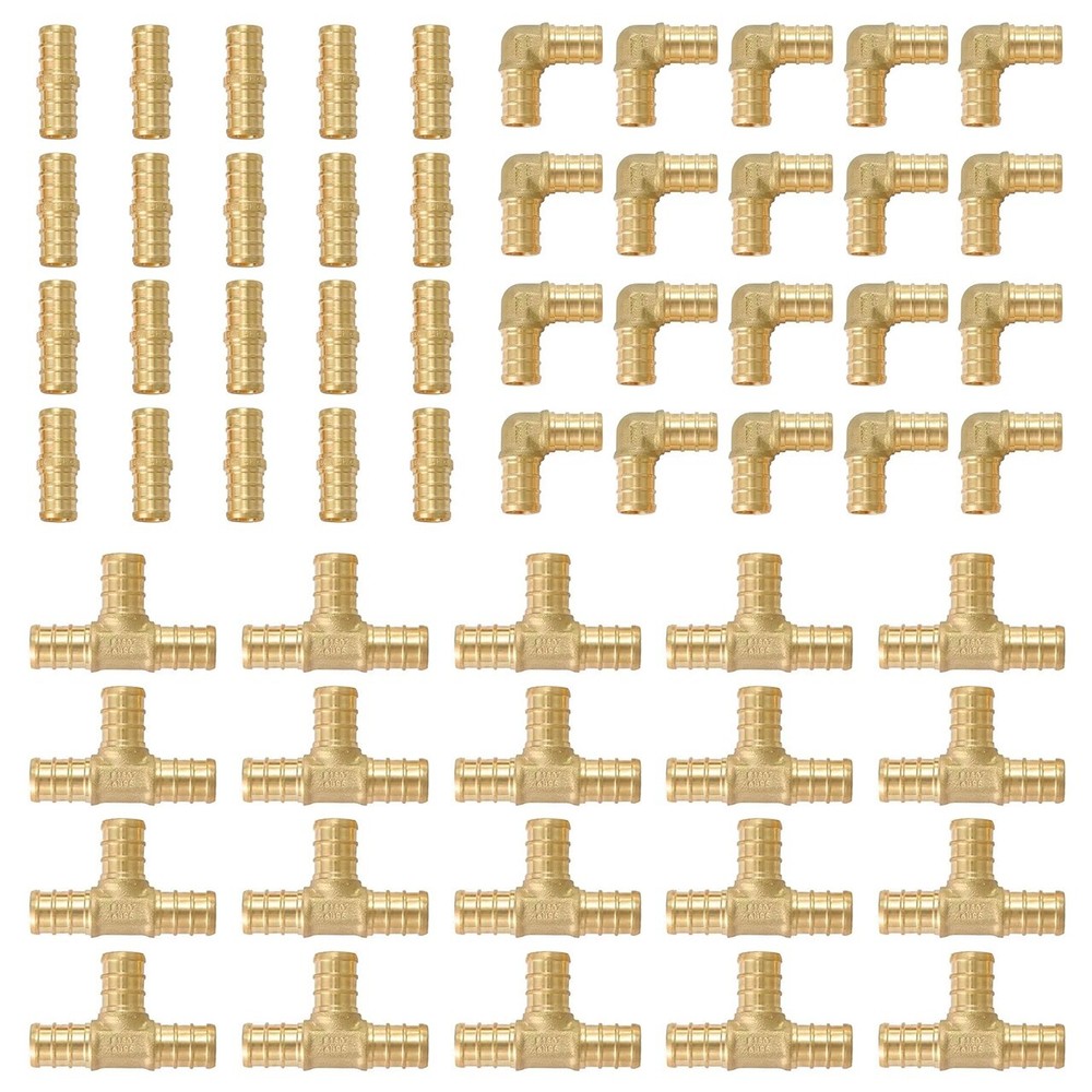 60 PCS 3/4″ EFIELD PEX Crimp Brass Fittings Elbow, Coupling, Tee(20 PCS/Each)