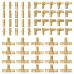 60 PCS 3/4″ EFIELD PEX Crimp Brass Fittings Elbow, Coupling, Tee(20 PCS/Each)