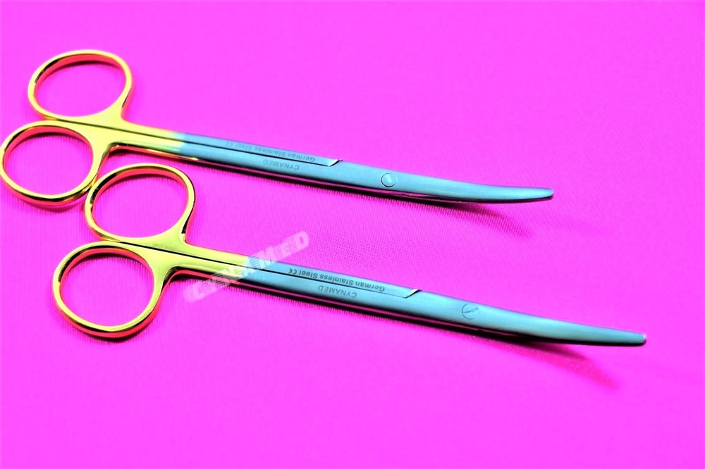 NEW 2 GERMAN T/C METZENBAUM SCISSORS 5.5″ CURVED WITH TUNGSTEN CARBIDE INSERTS