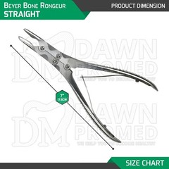 Beyer Bone Rongeur Straight 3.5mm Bite 7″ Double Action Orthopedic Instruments