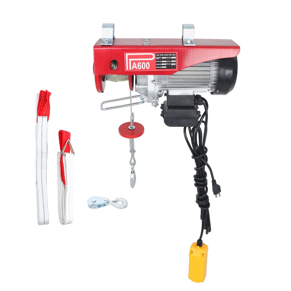 1320lbs Electric Winch 110V 1200W Mini Electric Hoist 14ft Wired Remote Control