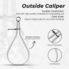 12 Inch Outside Caliper, 12-1/4 Inch Jaw Capacity Measuring Tool Calliper