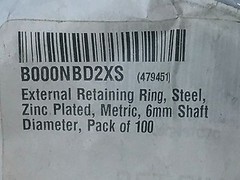 Standard External Retaining Ring RE-M06-C 6.0mm Shaft Diameter 0.70mm Thick