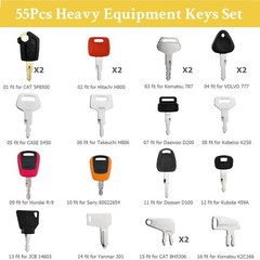 55 Heavy Equipment Keys Master Set Cat Case JD JCB Hyster Komatsu Kubota Volvo