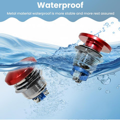 Red Mushroom Head Momentary Push Button Switch IP65 Waterproof 12V 24V 110V 250V