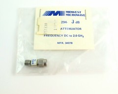 Midwest Microwave 294-3 Subminiature Attenuator SMA/M – SMA/F 3db 2GHz 2Watt