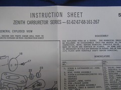 Zenith Carburetor Kit Fits series 61,62,67,68,161,267 With Float