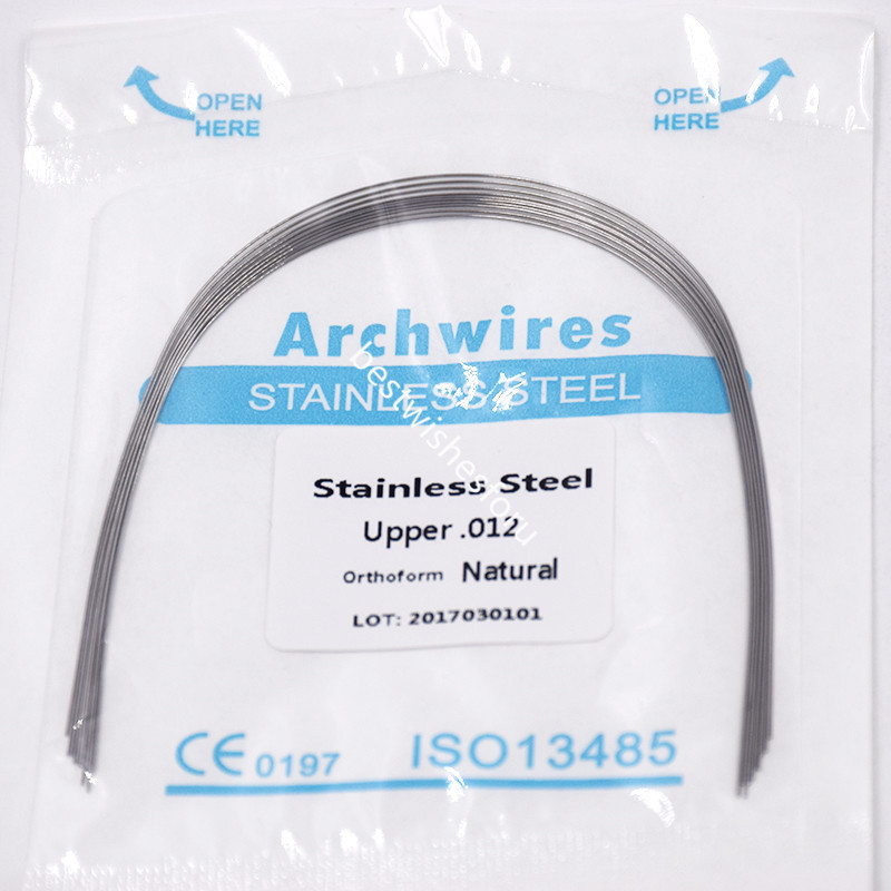 10 Packs Dental Stainless Steel Arch Wires Natural Upper Lower Round 100 Pcs
