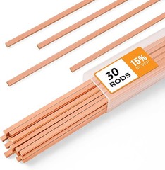 30pcs Brazing Rods AWS BCuP-5 15% Silver Solder Phos Copper 0.050″x1/8″x10″