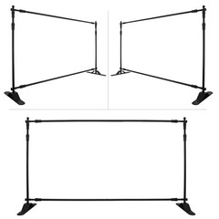 8×10 ft Banner Stand Heavy-Duty Backdrop Stand Telescopic Adjustable Repeat Step
