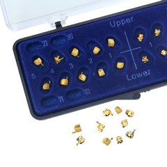 Dental Gold Coated 24K Orthodontic Metal Brackets Mini Roth 022 3-4-5 20Pcs/Set