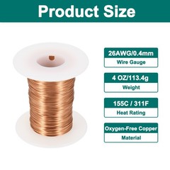 26 AWG Magnet Wire 26 Gauge 4 oz Enameled Copper Wire 155C(311F) Copper Color
