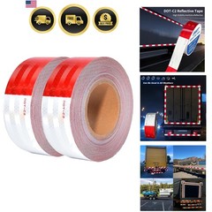 DOT-C2 Reflective Tape 2 Inch x 200 Feet Red White Reflective Tape Outdoor Wa…
