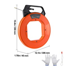 VEVOR Fish Tape Wire Cable Line Puller 100ft 3/16in Fiberglass High Plastic Case