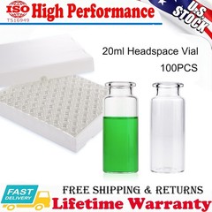 100PCS 20ml Glass Vials Headspace Vials Lab Vials w/ Caps Sample vials