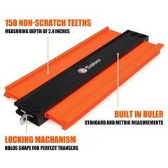 Saker Contour Gauge 10 Inch Profile Tool with Adjustable Lock,Christmas Gifts