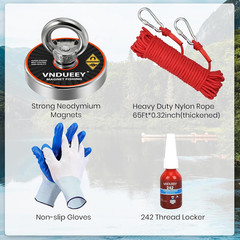 Magnet Fishing Kit, 500Lbs(227Kg) Fishing Magnets with Rope – Includes Pulling F