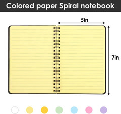 4 Pack 5 x 7in Spiral Notebook, Spiral Journals, Poly Cover 7 Bright Neon Colore
