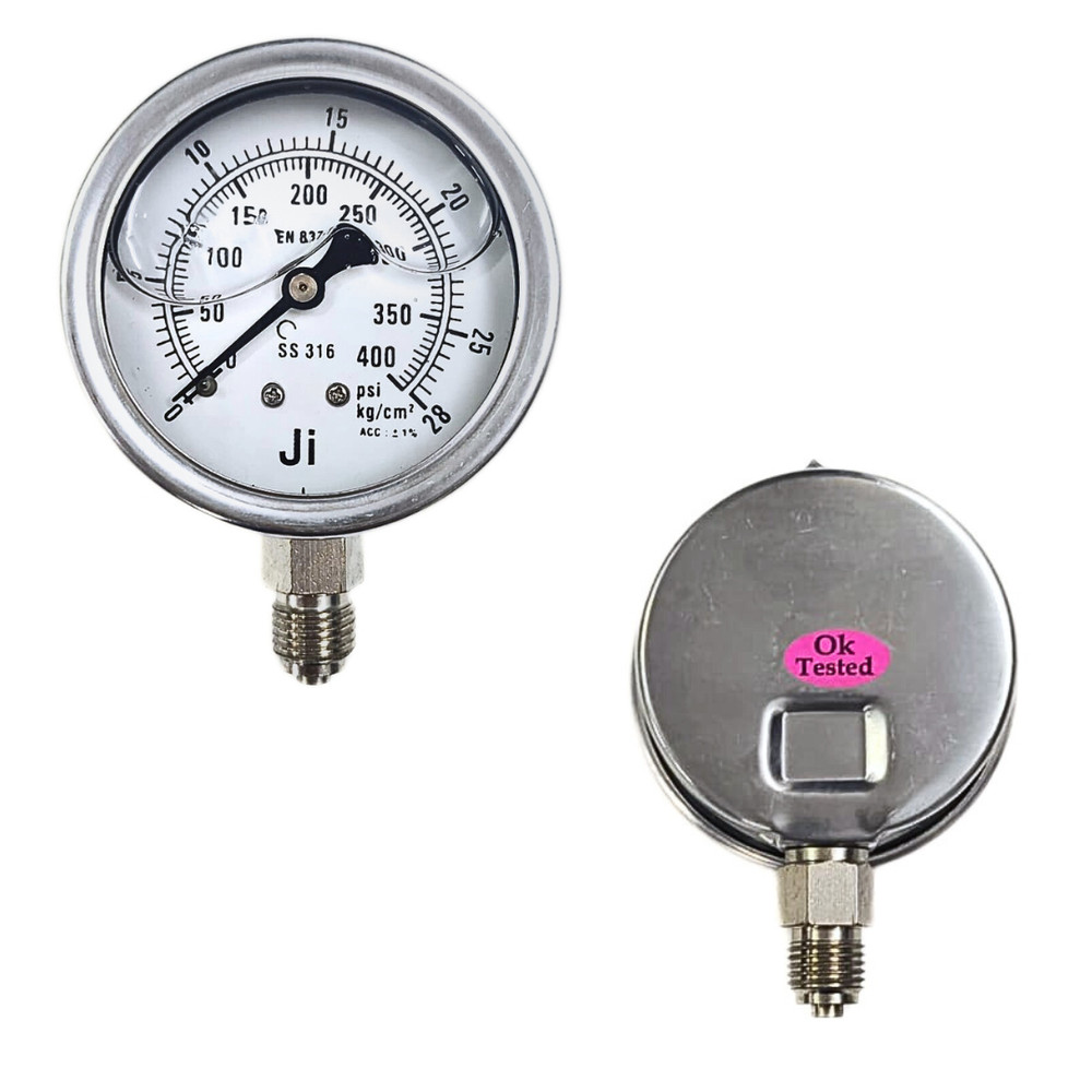 “Ji” Economical Pressure Gauge, 2.5″ Dial, 0-28 Kg/Cm², Bottom Entry, SS Body