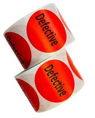 Defective 2″ Round Labels Inventory Control Warehouse Stickers 2 RLS of 500 EA