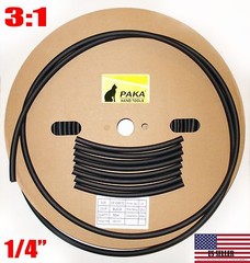 1/4″ / 6.4 mm I.D Black (8″ 25pcs) Dual-Wall Adhesive Lined 3:1 Heat Shrink Tubi