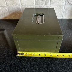 Vintage ASCO Art Steel Co Green Metal Lock Box New York USA vtg – WITH 2 KEYS