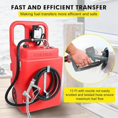 Portable 32 Gallon 120 L Fuel Tank with 12 V Diesel Pump 13 ft Delivery Hose Red