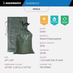 Sandbaggy 30 Green Sandbags –14×26 Sandbags For Sale Sandbag Bags Sand Bags