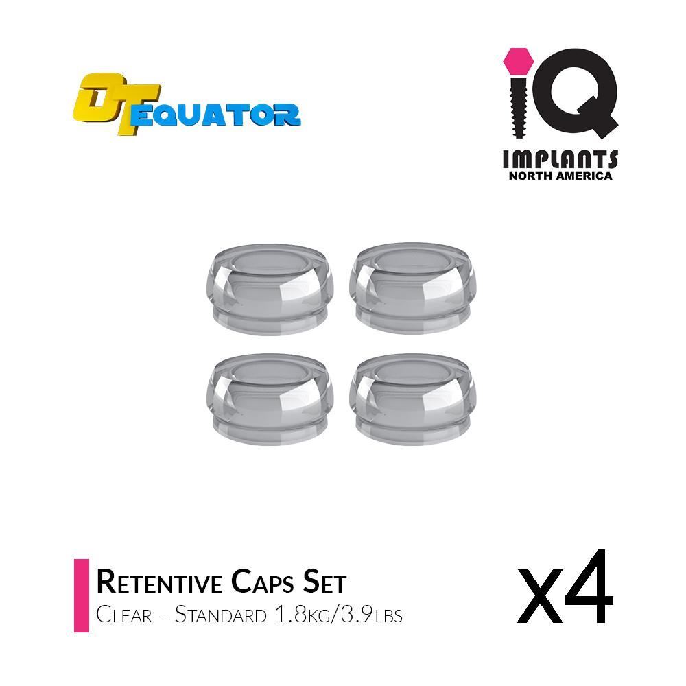 IQ-Rhein EQUATOR OD Secure Retentive Caps Standard, Clear 1.8kg/3.9lbs (4-Pack)