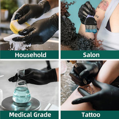 Supmedic Vinyl Disposable Exam Gloves, Black 4Mil Powder-Free Latex-Free Medical