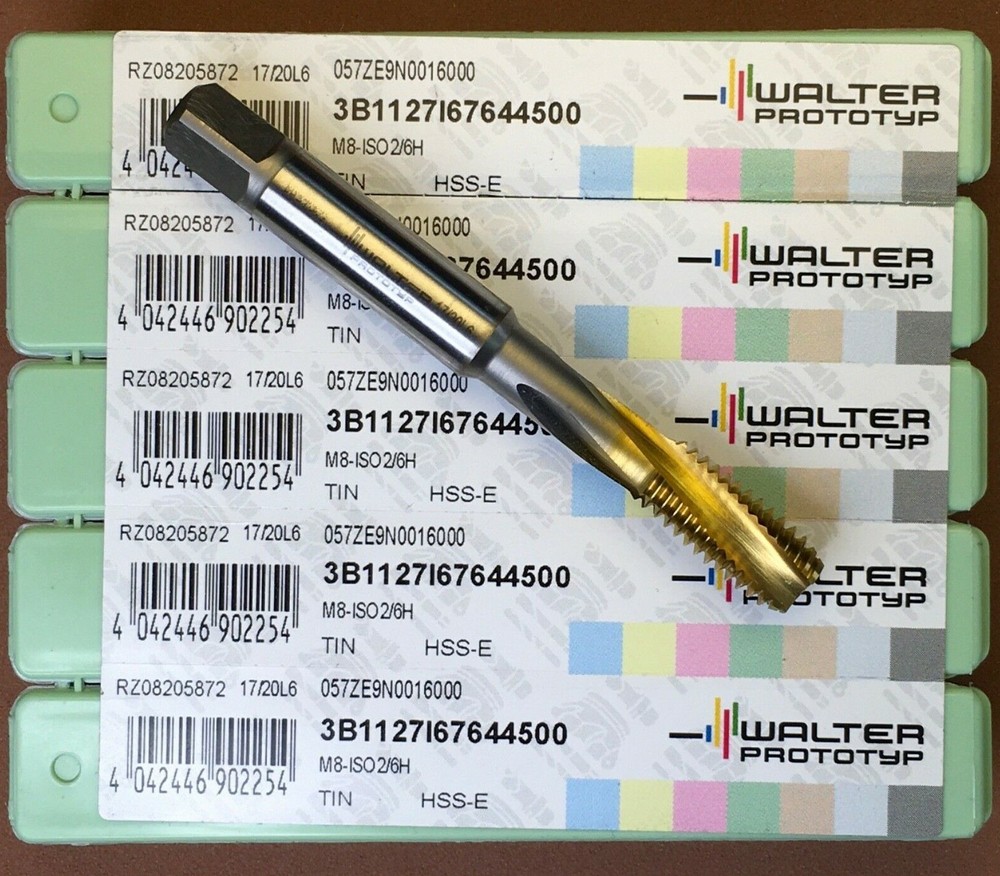 one WALTER PROTOTYPE M8-ISO2/H5 Spiral Flute Tap; HSS-E ; M8X1.25🎯Machinist