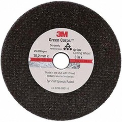 01987 3M Cutoff Wheel: 3″ Dia, 1/32″ Thick, 3/8″ Hole, Aluminum Oxide